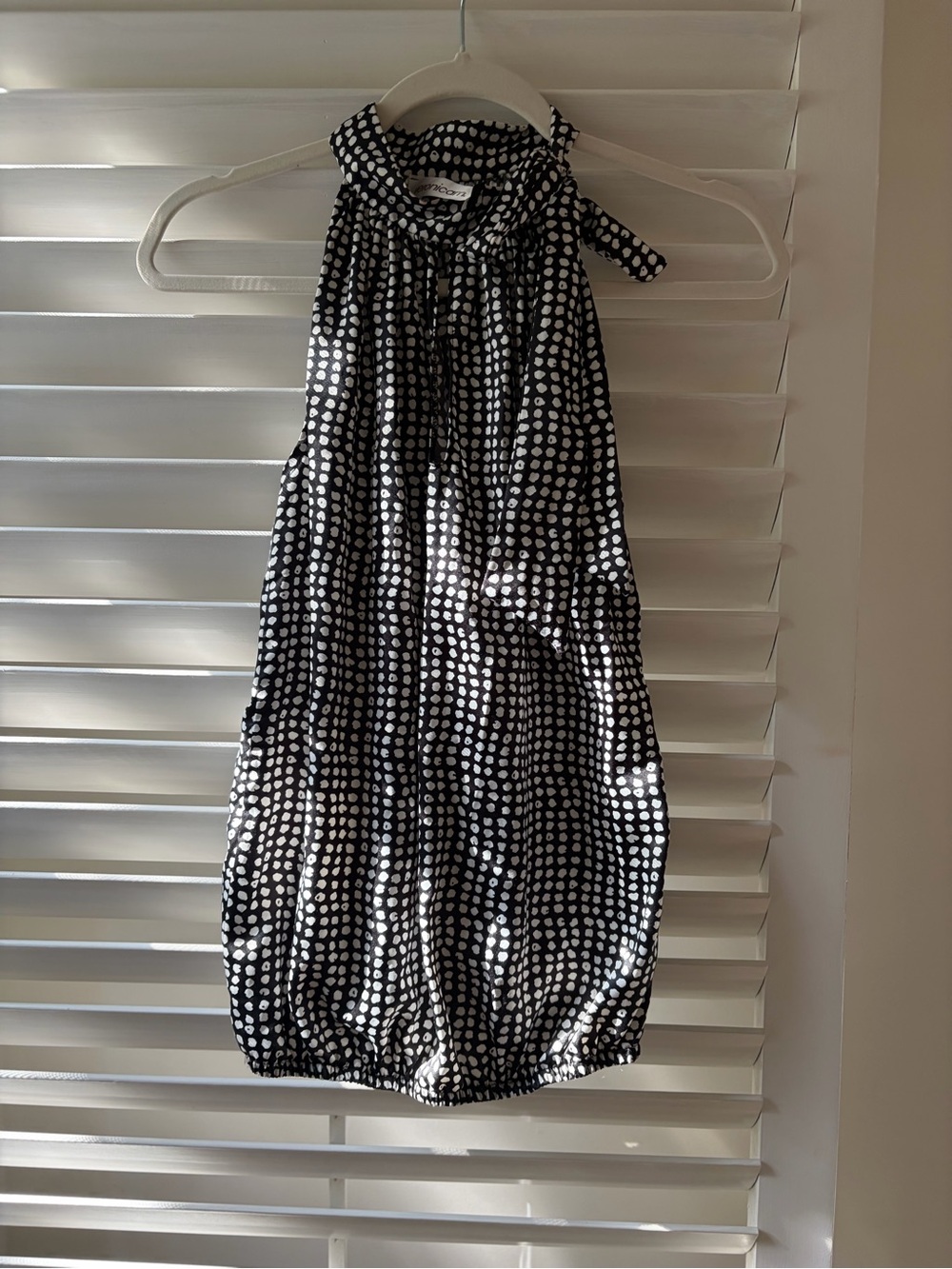 Vintage Veronica Black & White Polka Dot Blouse with Neck Tie